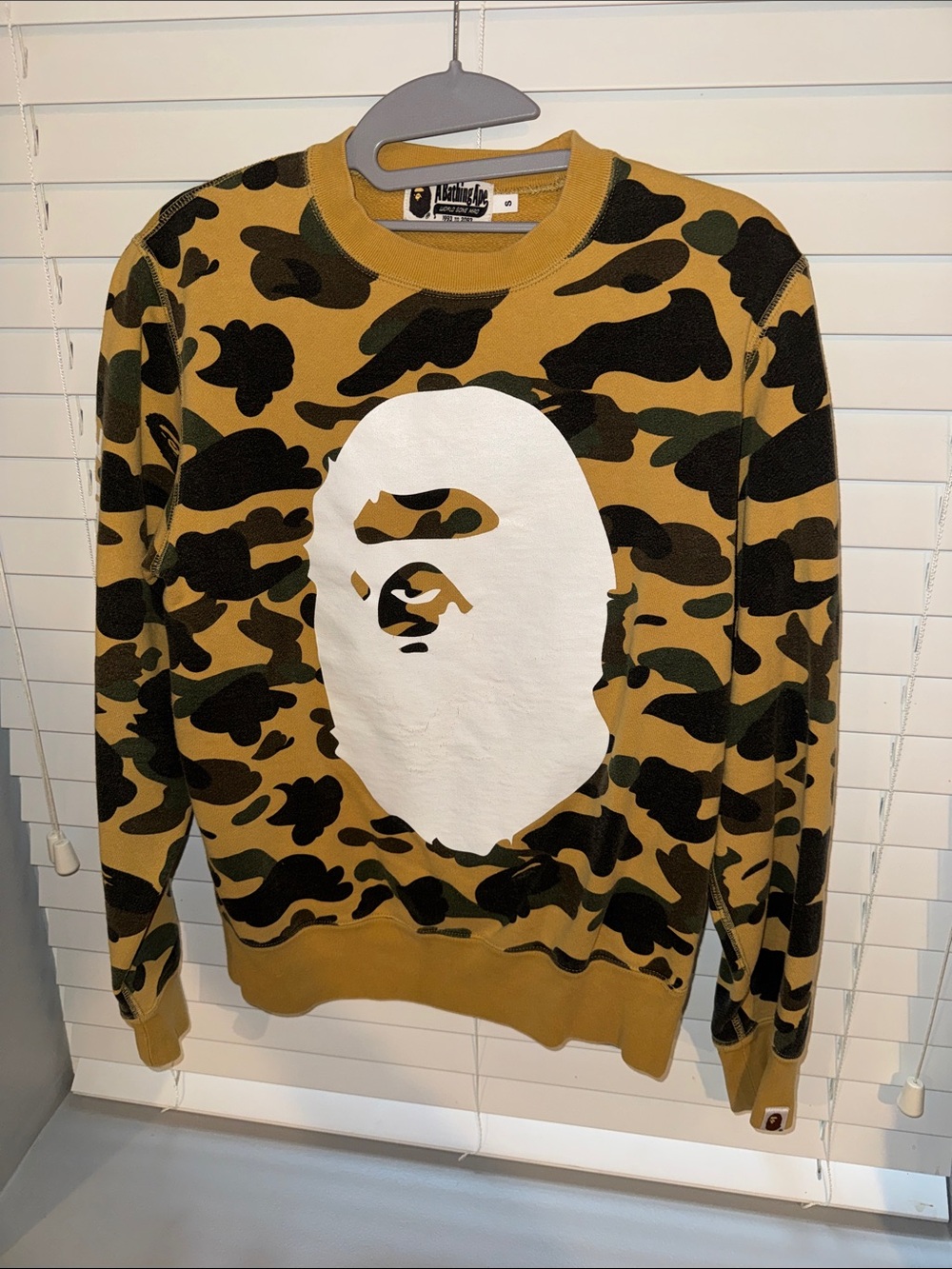 BAPE Men's Camel Green Camo Crewneck Sweatshirt